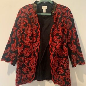 Chico's Black and Red Paisley Blazer Size 0